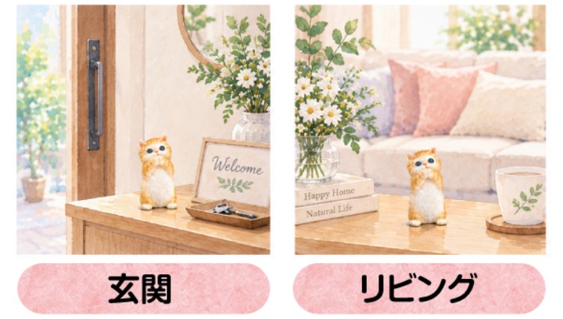 金運を願う子猫(茶トラ)を飾ったイメージ